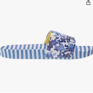NEW joules poolside slide sandal size 8 blue daisy slipon style super soft NWT